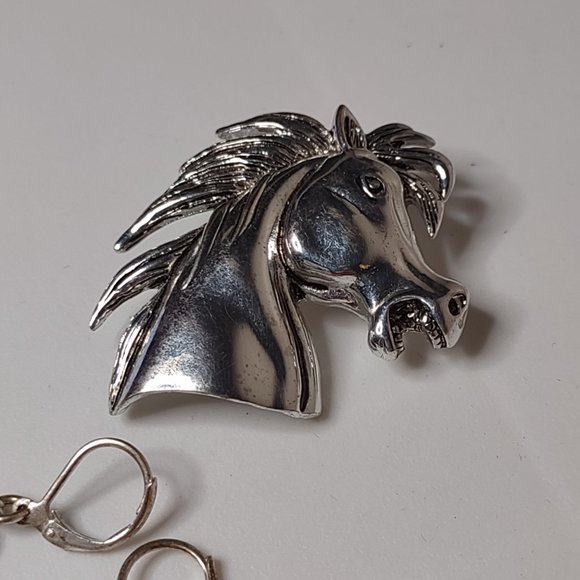 Horse Head Earring And Brooch/Pendant Set - Picture 7 of 14